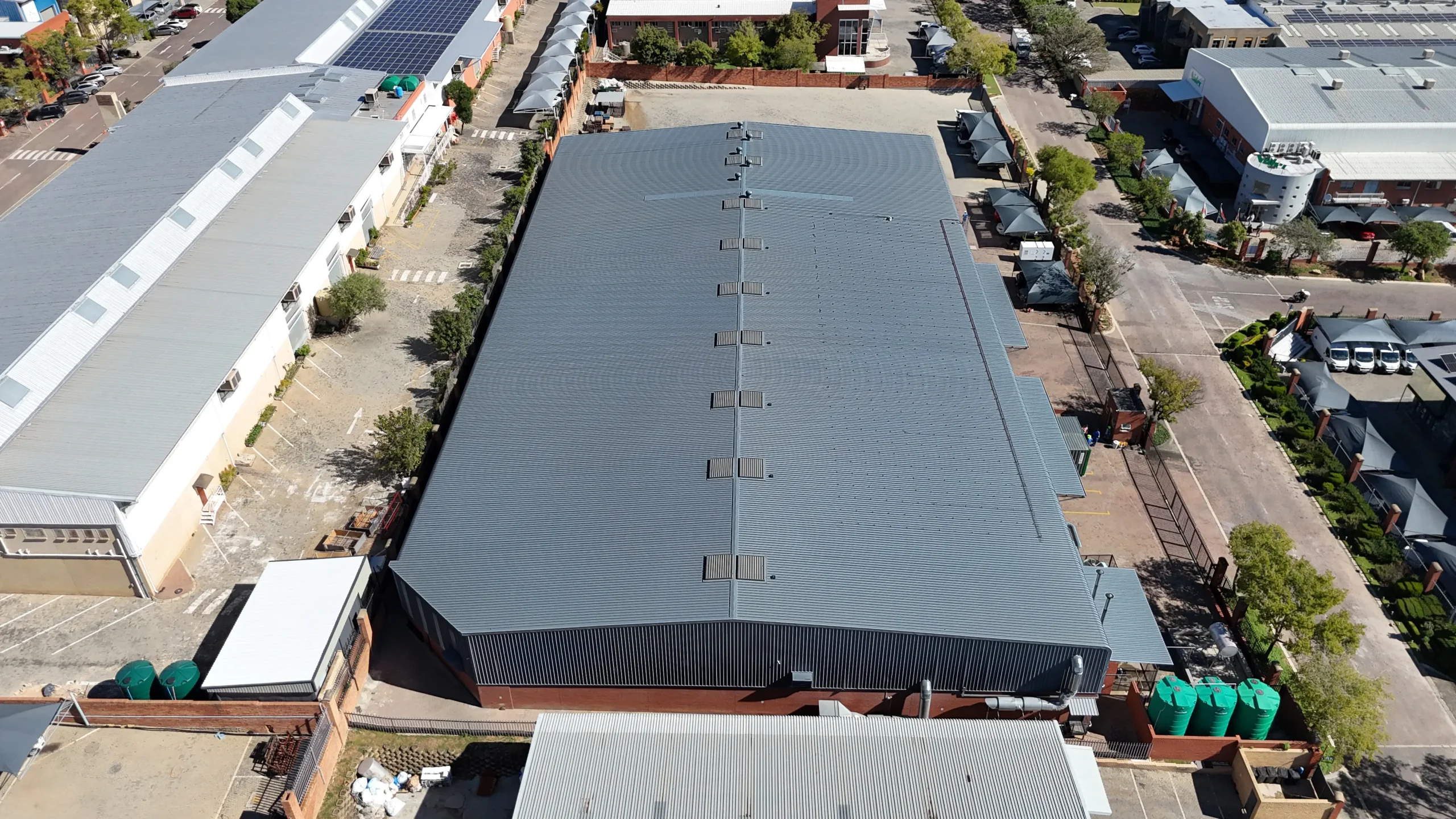 Warehouse roof replacement industrial roofing project